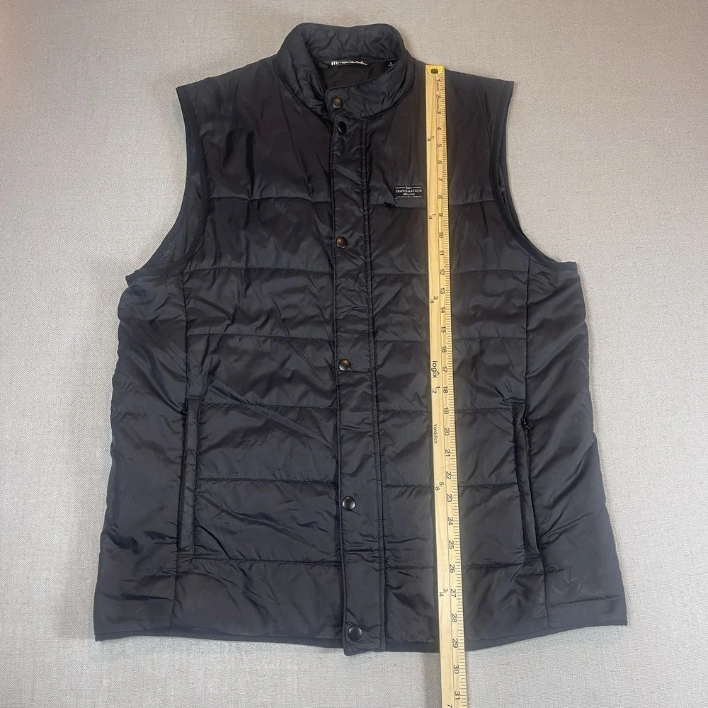 Travis Mathew Men's Large Black Insulated Golf Vest Pockets‎ Ripstop *Flaws*